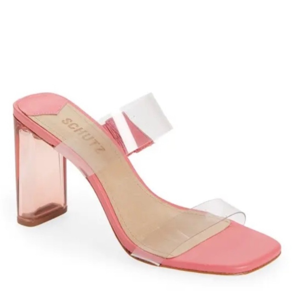 New Schutz pink Ariella Acrylic high heel sandal transparent 10.5